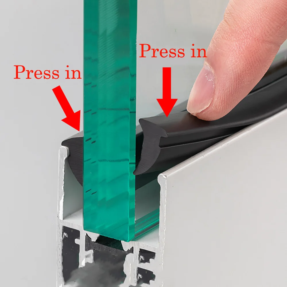 Soundproof Glass Retaining Rubber Seal Strip Multiple Sizes Weather Stripping Fit 90 Type Aluminum Alloy Sliding Window Door