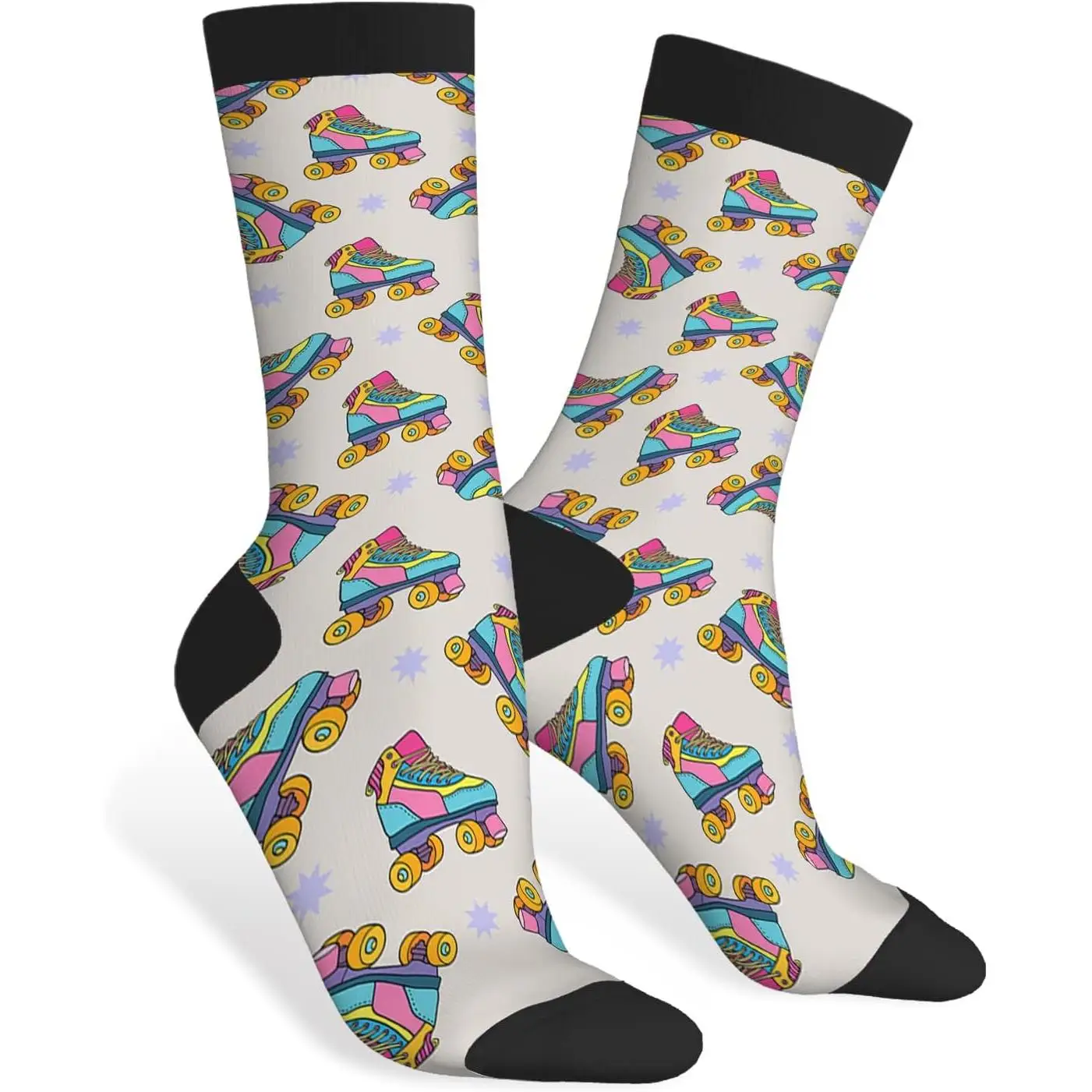 

Roller Derby Skates Funny Socks Roller Derby Skates Novelty Casual Crew Socks Contrast Color Design for Women Men Gift