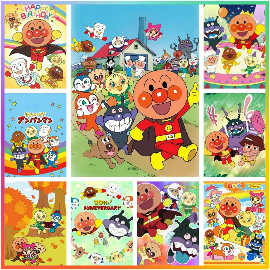 ¡Go! Anpanman-pintura de diamante de Manga linda, Kit de punto de cruz 5D, arte DIY, mosaico, elemento de bordado, patrón de imágenes, Anime clásico