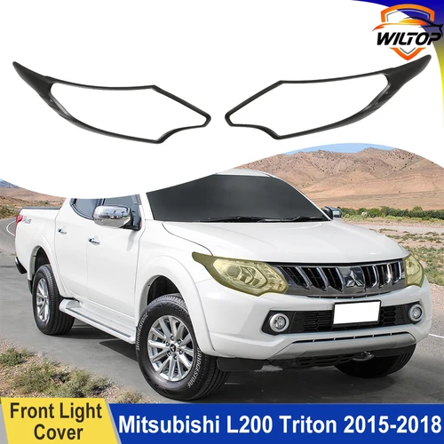 Imagen 2 del producto Kits de carrocería de coche para Mitsubishi L200 triton 2015-2018 ABS negro mate piezas de automóvil cubiertas de luz delantera y trasera accesorios exteriores de coche