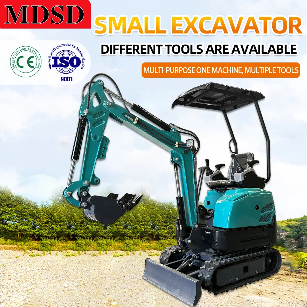 Mini escavatori con accessori multipli Nuovo mini escavatore tipo cingolato da 1,2 tonnellate 1,8 tonnellate Ce Epa Euro 5 Mini escavatore con spedizione gratuita