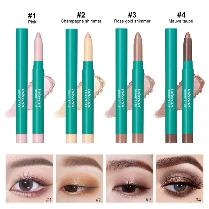 Lakerain Lazy Eye Eyeshadow Pen, Iluminamento, Fine Shimmer, Pérola, À prova d'água, Sleeper Silkworm Pen, Highlighter, 4 cores