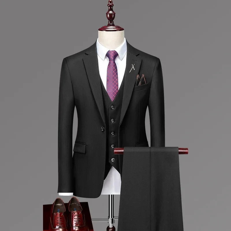 

JHCY36,Bridegroom wedding dress mens three-piece suit fashion flimsy business casual small suit formal banquet