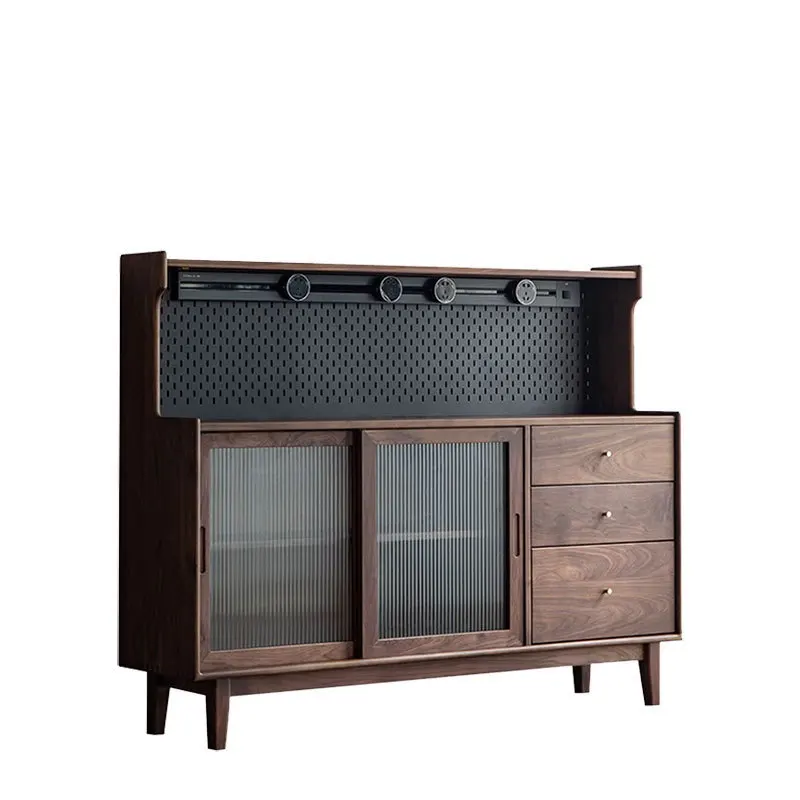 

Black walnut side cabinet Household integrated bar counter against the wall Tea and wine cabinet