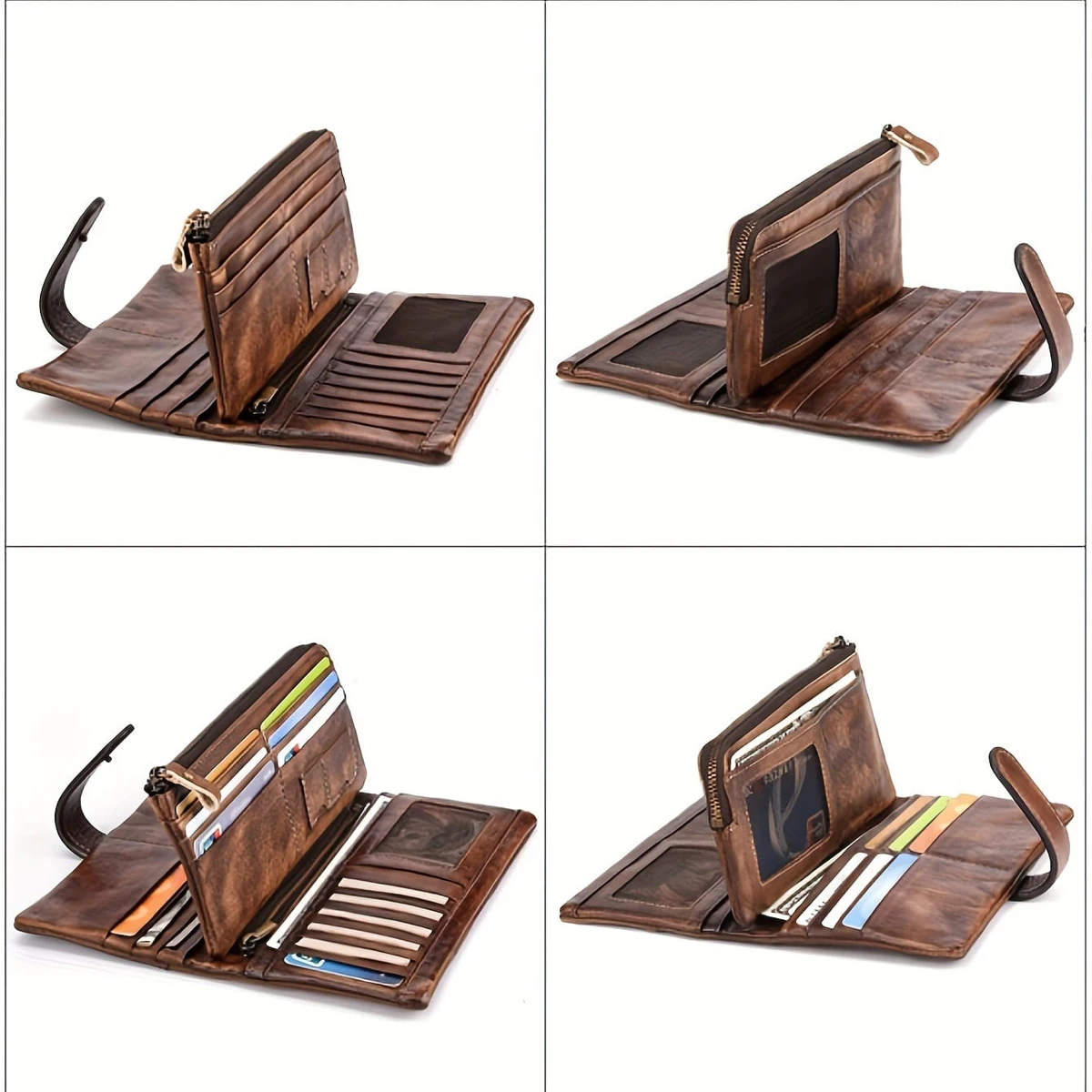 محفظة رجالية كلاسيكية من جلد البقر طويلة ذات سعة كبيرة وفتحات متعددة للبطاقات، محفظة عملات معدنية محمولة غير رسمية، حامل بطاقات متين