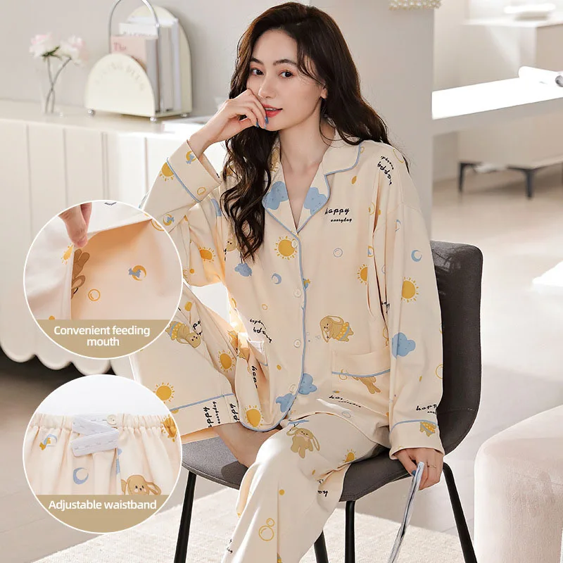 

Autumn and Winter Pajamas Maternity and Lactation Clothing Cotton Loungewear Set Nursing Clothes Maternity Clothes Women