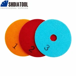 SHDIATOOL 3pcs/set Dia 100mm/4inch Three Steps Diamond Polishing Pads Resin Bond Flexible Sanding Discs For Marble Soft Stone