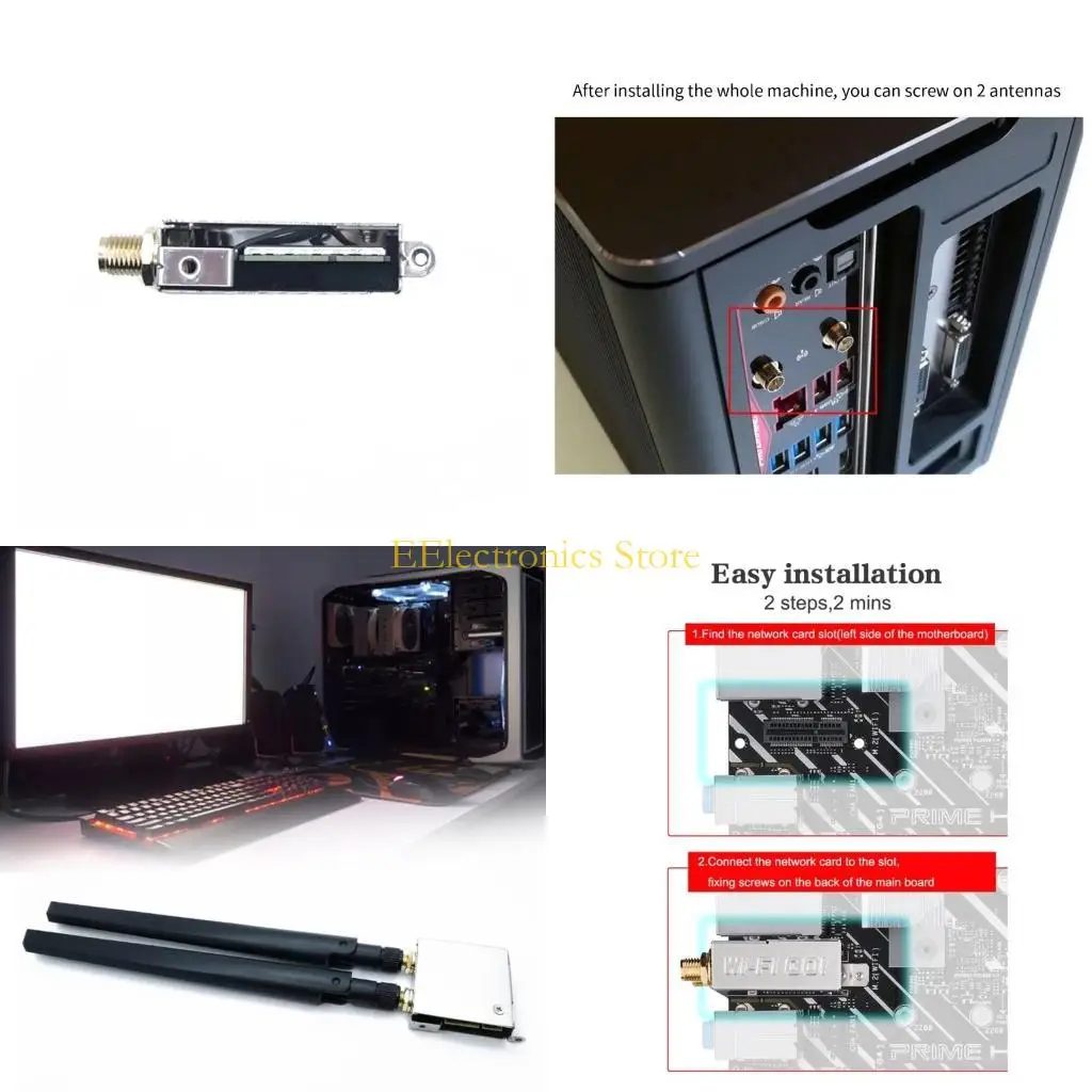 

B03C WIFI Go Wifi6 AX201 AX201NGW WIFI Adapter Card BT5.0 2.4+5Ghz 2400Mbps 802.11AX/ACwith Antennas