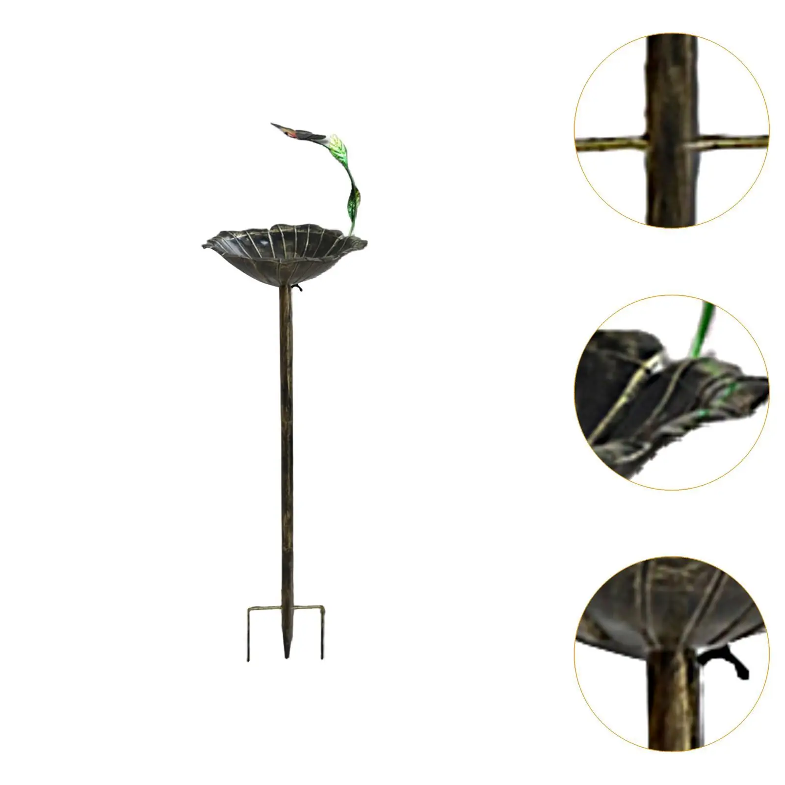 Bird Bath for Garden Outside Durable Metal Stand Water Basin Vintage Style Birdfeeder for Yard Lawn Decor