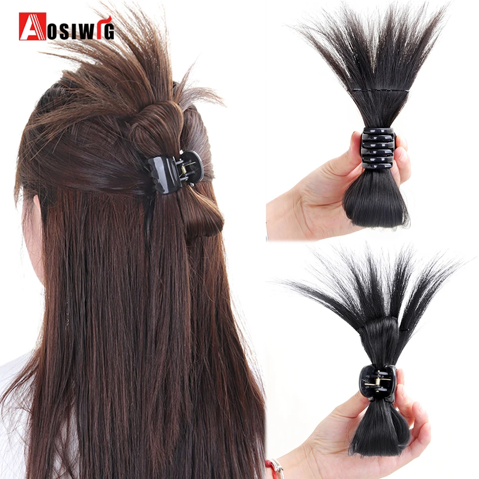 Włosy syntetyczne Shuttlecock Bun Straight Scrunchie Claw Clip In Hairpiece Przedłużanie włosów Naturalne sztuczne akcesoria do włosów dla kobiet