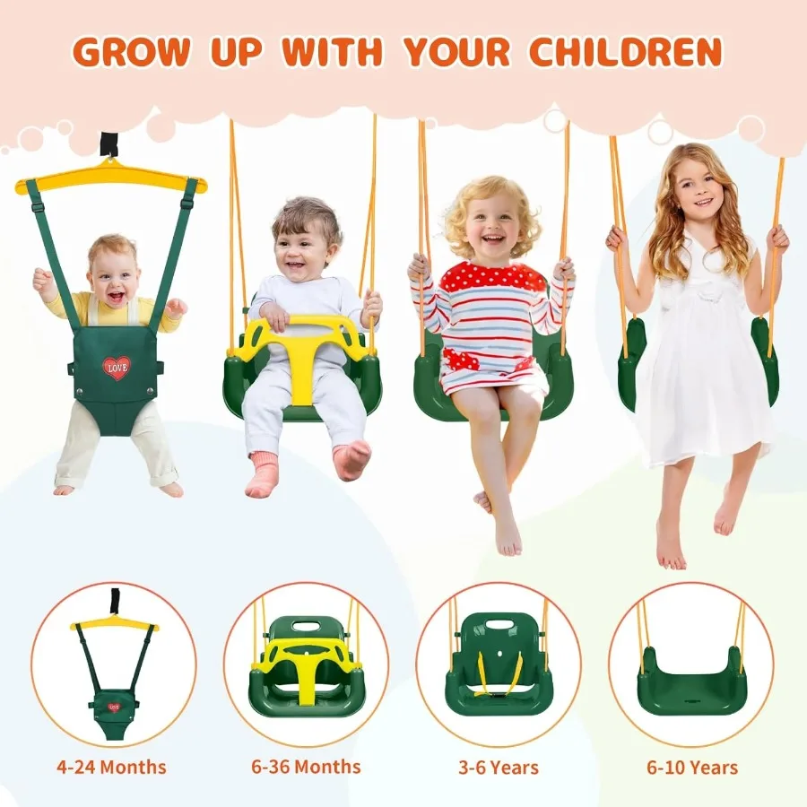Toddler Swing Set and Baby Jumper Foldable Baby Swing Set with Metal Stand for Indoor and Outdoor Use Baby Bouncer Jumper Durab