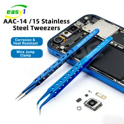 MECHANIC Aac-14/15 High Precision Stainless Steel Tweezers Hole Heat Dissipation for Phone Repair Flying Wire Spot Welding Clip