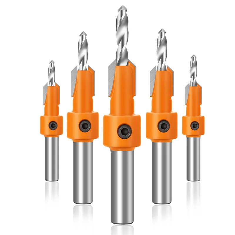

1/5Pc 8mm Shank Woodworking Countersink Router Bit Screw Extractor Remon Demolition for Wood HSS Milling Cutter Woodworking Tool