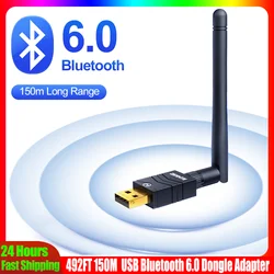 USB Bluetooth 6.0 Dongle Adapter 492FT 150M Long Range Adaptador for PC Laptop Wireless Speaker Audio Receiver Transmitte