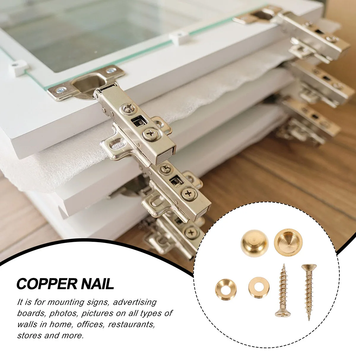 

16pcs Thickened Copper Mirror Nails Durable For Glass Furniture Woodworking Self-Tapping Screws Fixing Wardrobe Tea Table Board