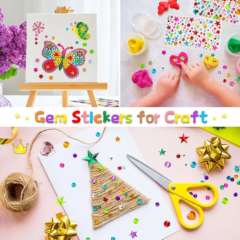 109-430+pcs Bling Gem Stickers Rhinestone Self Adhesive Jewel Sticker Children Kids Girl Craft Makeup DIY Eye Nail Assorted Size