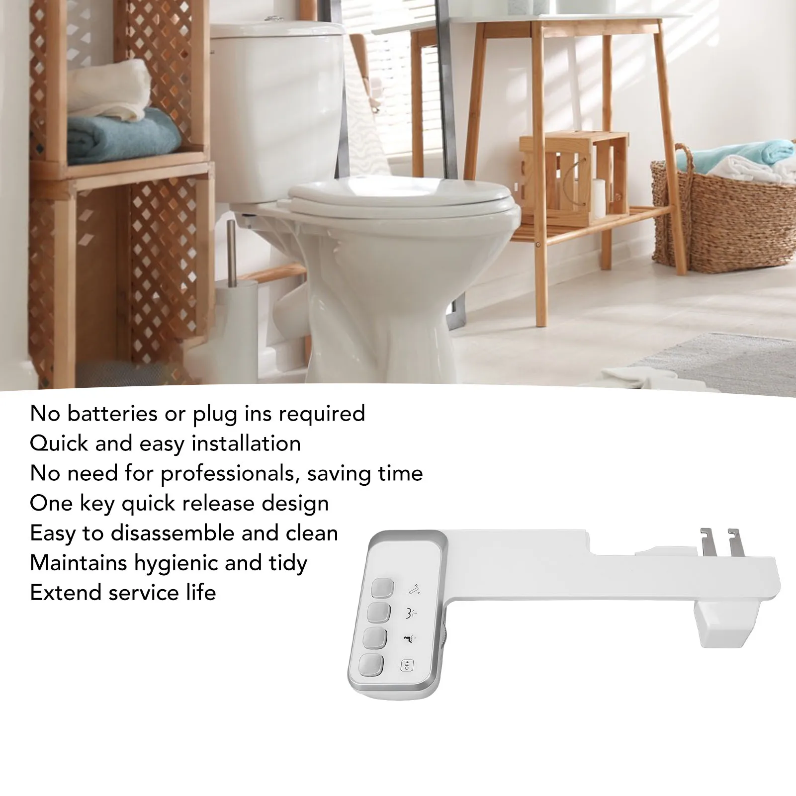 مرفق بيديت قابل للتعديل لضغط الماء بفوهة مزدوجة رفيعة للغاية ومفتاح واحد سريع التفكيك ومرفق مقعد المرحاض #2