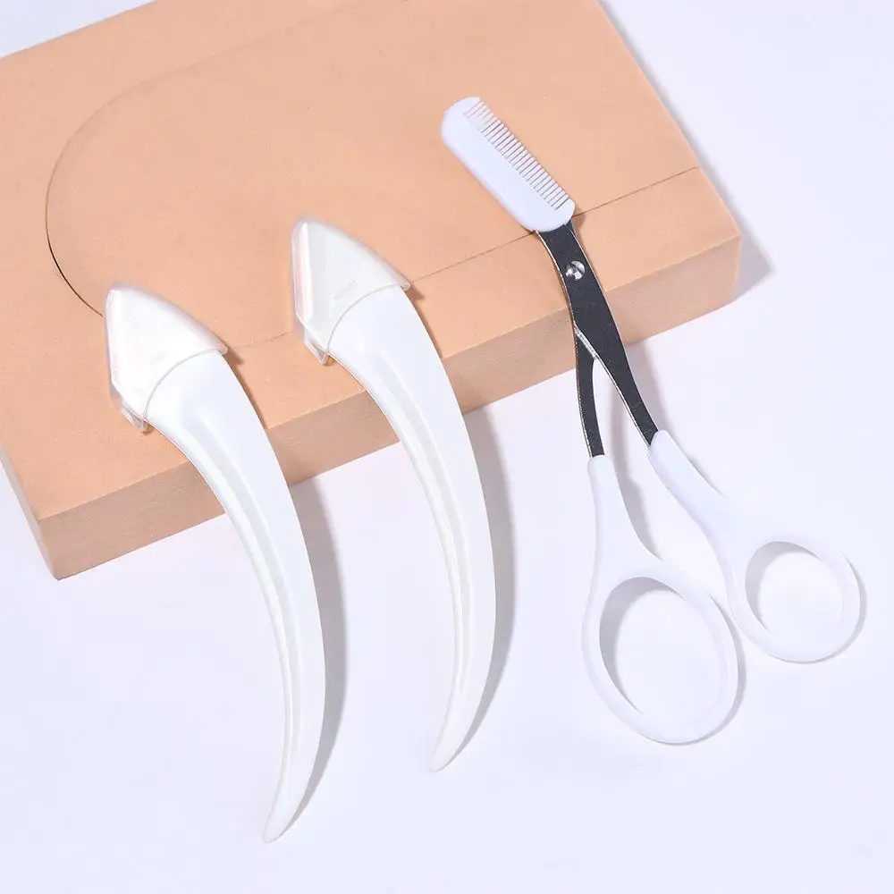 Comb Female Cosmetic Accessories Face Razor Beauty Makeup Tools Eyebrow Trimming Eyebrow Trimmer Set Eyebrow Scissors with Comb