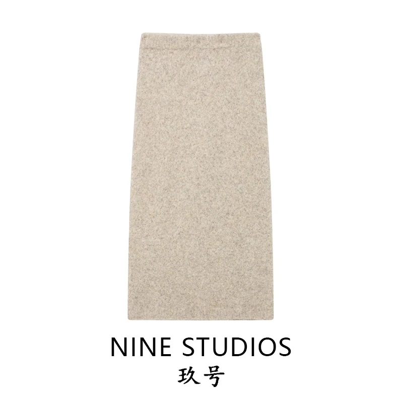 

Повседневная вязаная юбка миди с эффектом цветовых блоков, с высокой талией, женская, модная, в европейском стиле, из полиэфирного волокна, прямого кроя