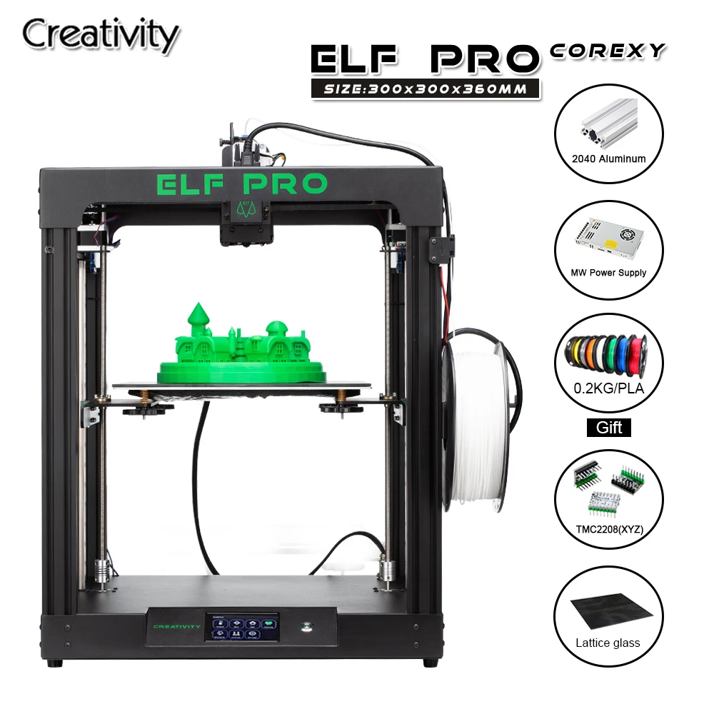 Creativity 3D Printer Corexy elf Pro Newest 2040 Profile All Metal Ultra Stable Frame High Precision Support 3D/BLTOUCH Leveling