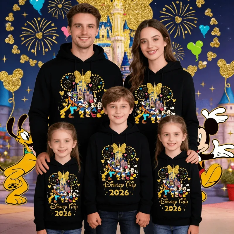 Sudaderas con Capucha de Algodón para Padres e Hijos, Otoño-Invierno 2026, Diseño Acogedor de Castillo Dorado y Amigos, Sudaderas Casuales con Capucha para Combinar en Familia