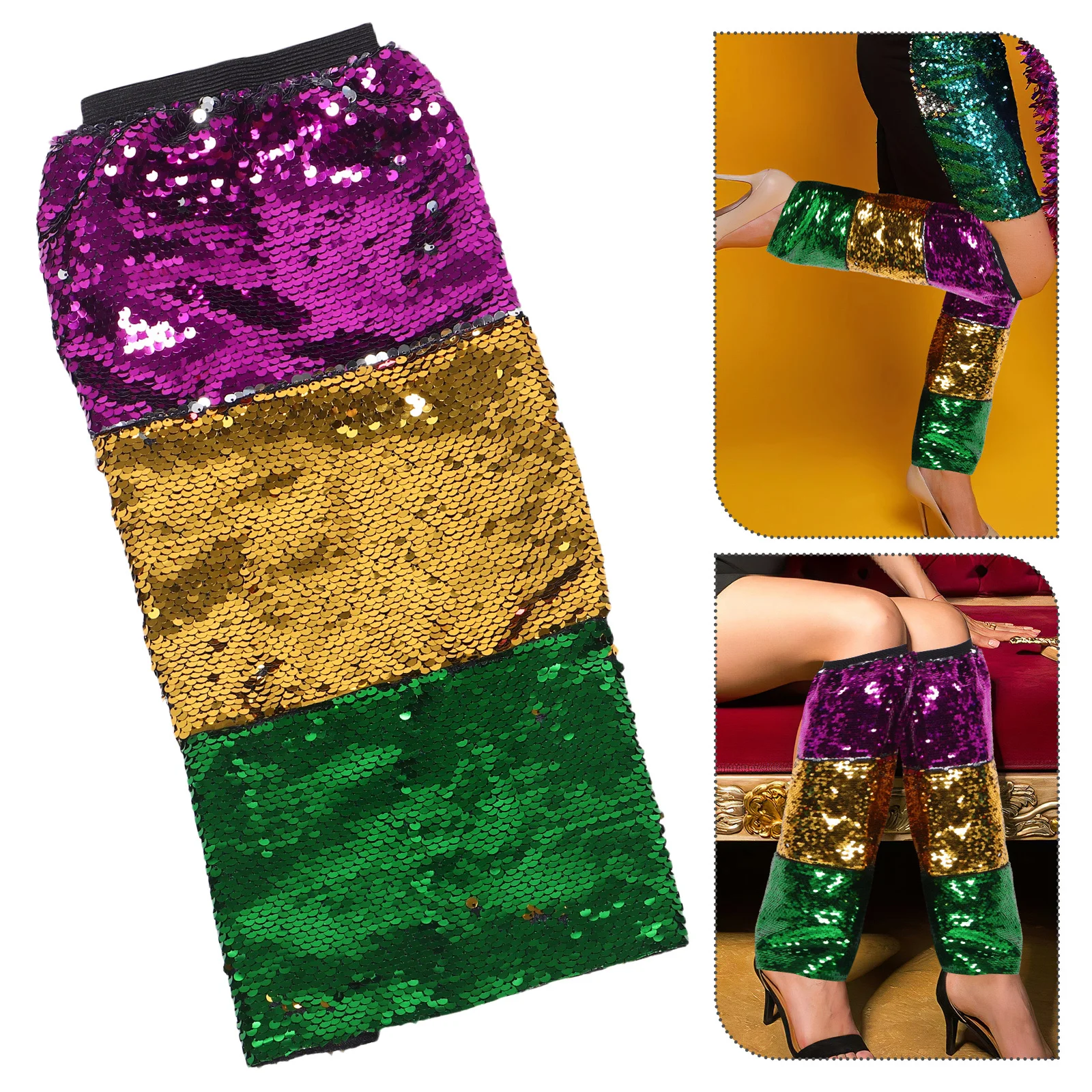 

1 Pair Sparkling Sequin Leg Sleeves Carnival Costume Accessories Shimmery Dance Covers For Mardi Gras Party Glitter Leg Wear