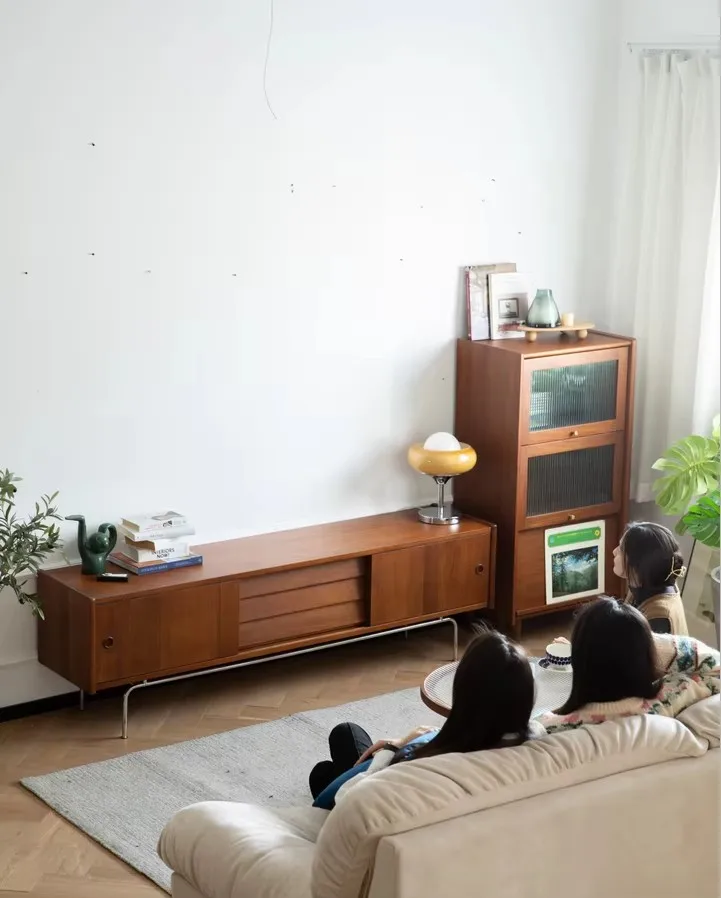 Nordic Solid Wood TV Cabinet Simple Living Room Log Audio-Visual Floor Cabinet Floor Storage Cabinet Factory Direct Sale