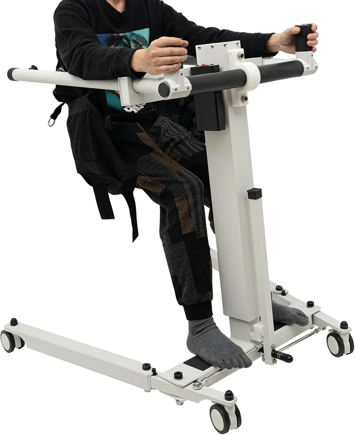 Electric Patient Lift Transfer Chair for Seniors and Disabled, 286.6lbs Weight Capacity, Adjustable Height and Foldable