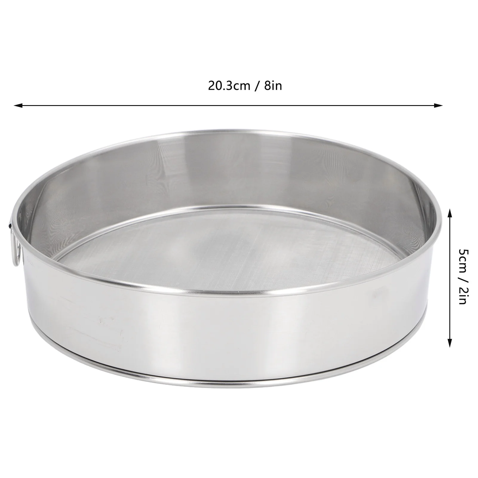 Round Sifter 80 Mesh Large Size Silver  Plated Filter Anti Stick Coated Stainless Steel Flour Sieve for Powdered Sugar