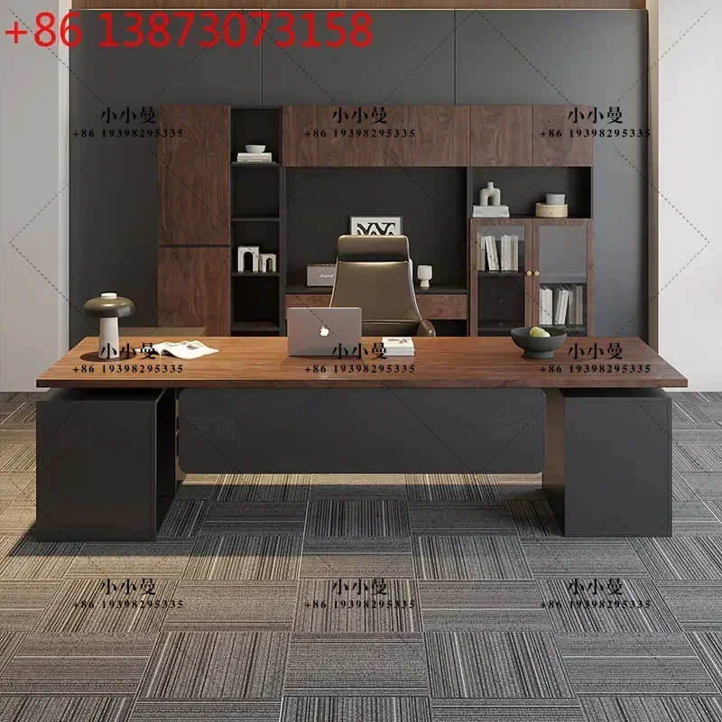 2026 new solid wood boss black walnut color high sense 2.2 meters long president's desk