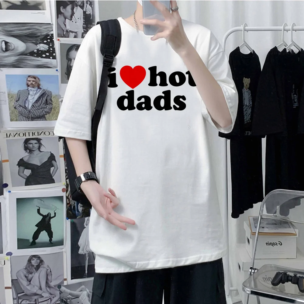 

Футболка i love hot dads, мужские футболки harajuku с японской графикой, мужская Японская одежда