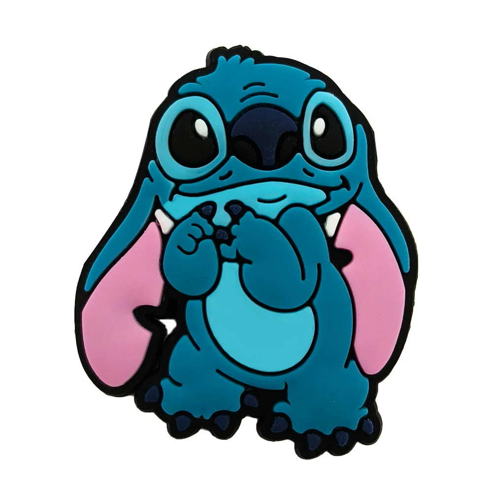 1-16ชิ้น minio Disney Stitch รองเท้าการ์ตูนพีวีซีเครื่องประดับตกแต่งหัวเข็มขัดพอดีสายรัดข้อมือรองเท้าแตะอุดตันของขวัญเด็ก