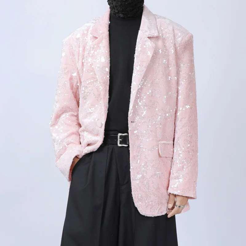 WVGA ربيع الخريف جديد رجل المد كم طويل السترة المتخصصة شيك عادية الترتر العصرية المتضخم بدوره إلى أسفل طوق البدلة سترة W14660 #4