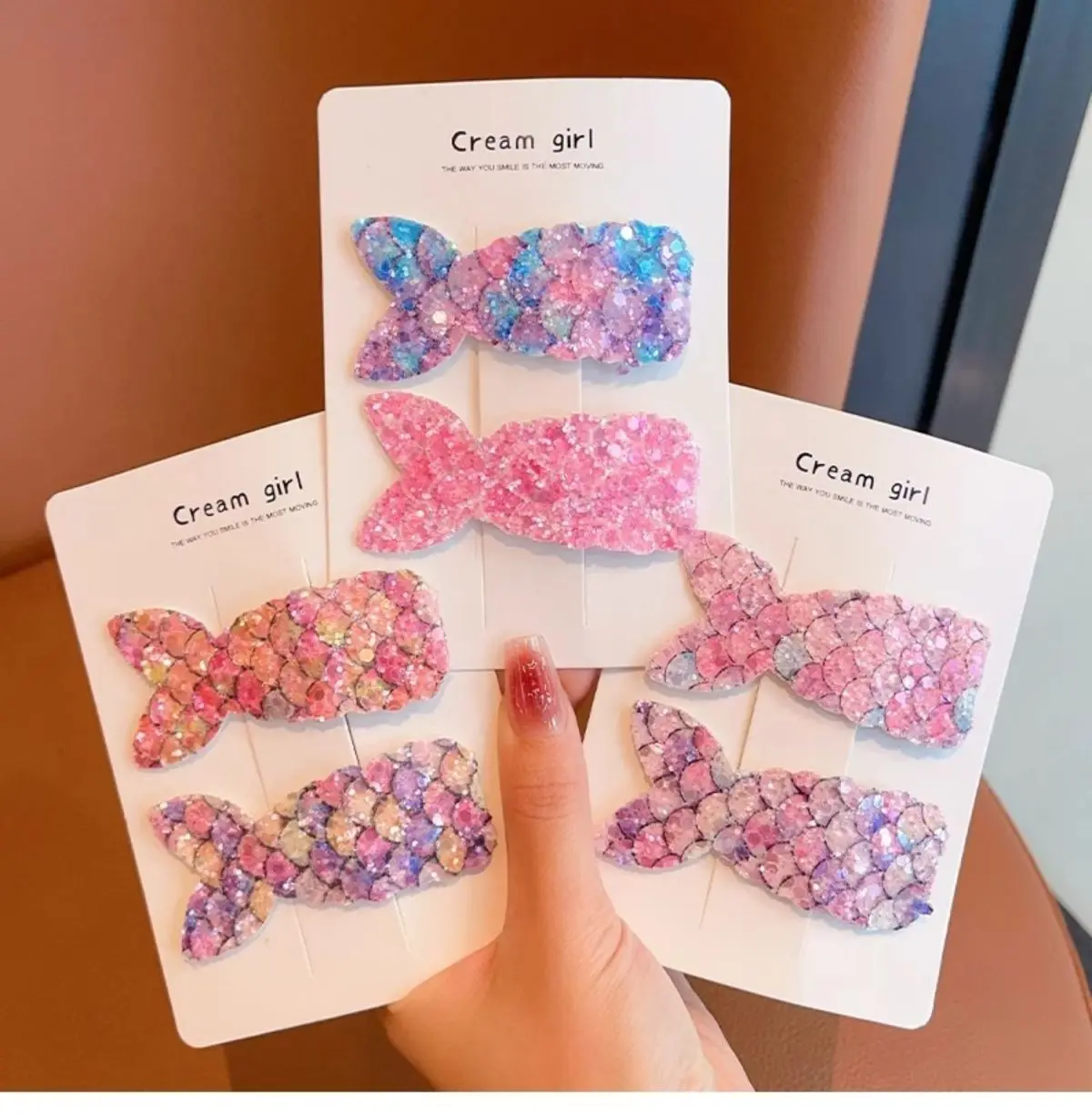 

Заколки для волос с блестками висны, комплект из 2 заколок «рыбий хвост» для детей, нескользящие заколки для челки, блестящие корейские аксессуары для волос