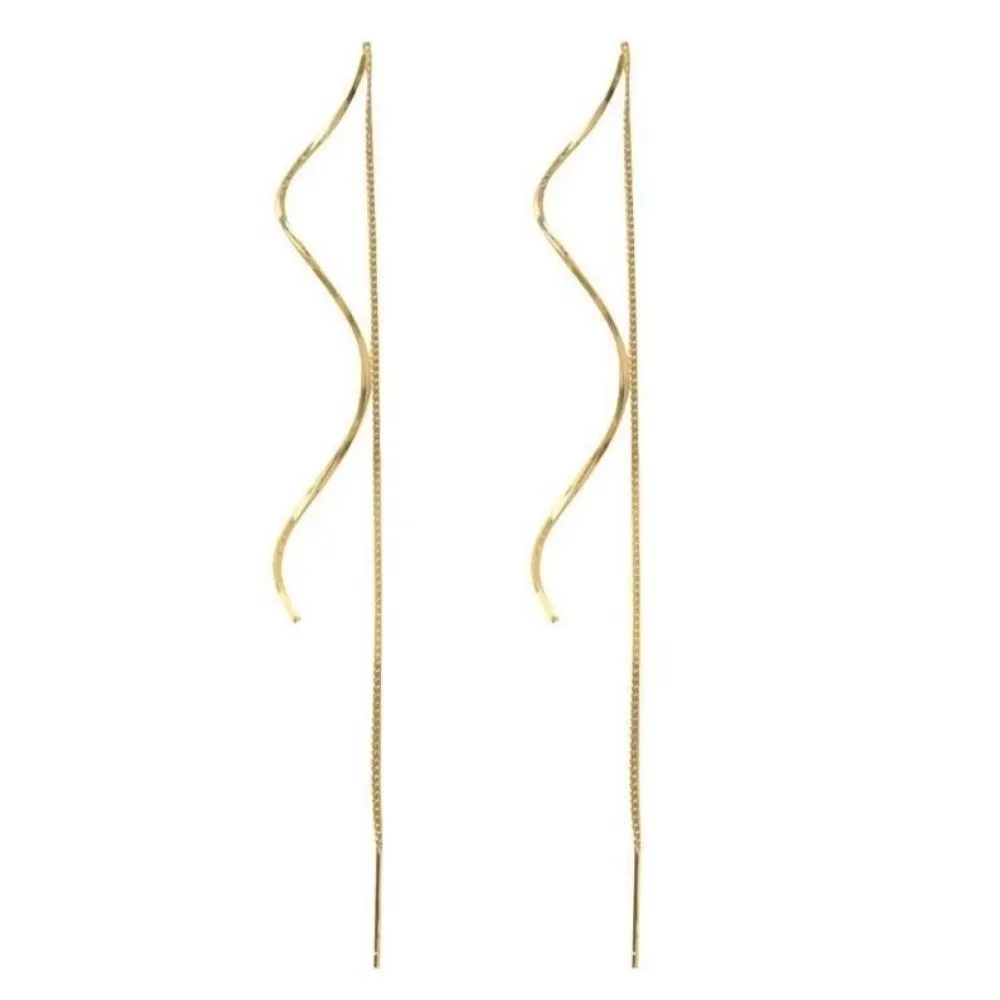 1 Pair Trendy Threader Type Long Tassel Threader Earrings Korean Style Long Chain Earrings Party Earrings Wedding Accessories