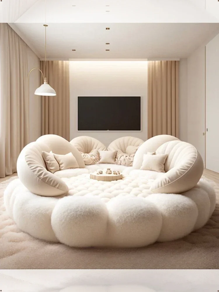 Homestay Lounge Cream Style Sofa King  2-4 meter  Series Round Sofa Bed Customized