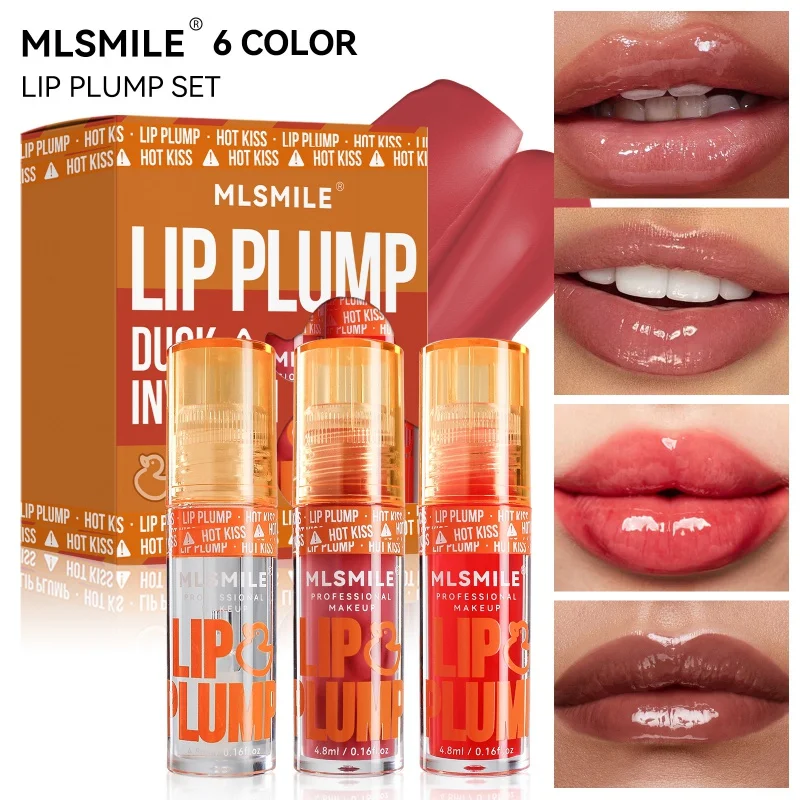 Neue Auflistung Enten lippen öl Lip gloss Set Spiegel feuchtigkeit spendende Perle Doodle Lippen pflege transparentes Öl