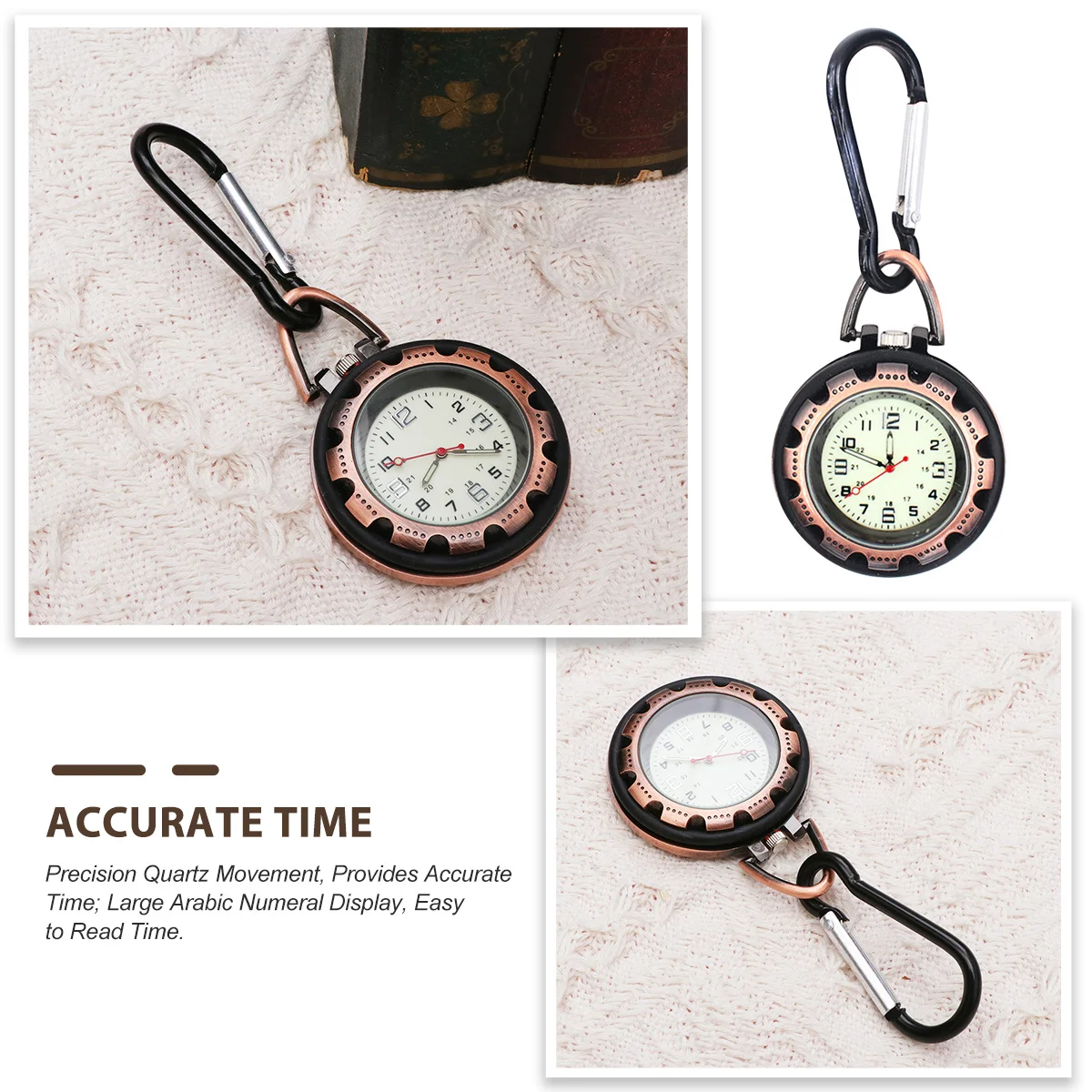 

Carabiner Hanging Watch Portable Mini Design with Precise Movement for Backpacker Outdoor Adventure Mountaineering Clip Watch