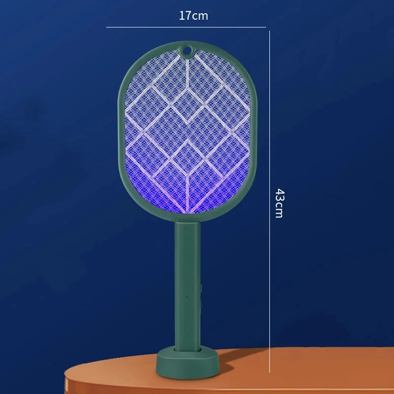 USB Rechargeable 2-in-1 Mosquito Swatter Adjustable Angle Electric Insect Fly Zapper Killer Bat