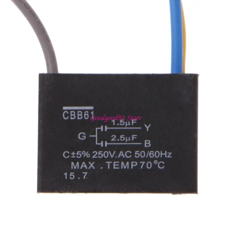Capacitor del ventilador techo CBB61 1.5UF+2.5UF 3 accesorios ventilador techo del condensador alambre