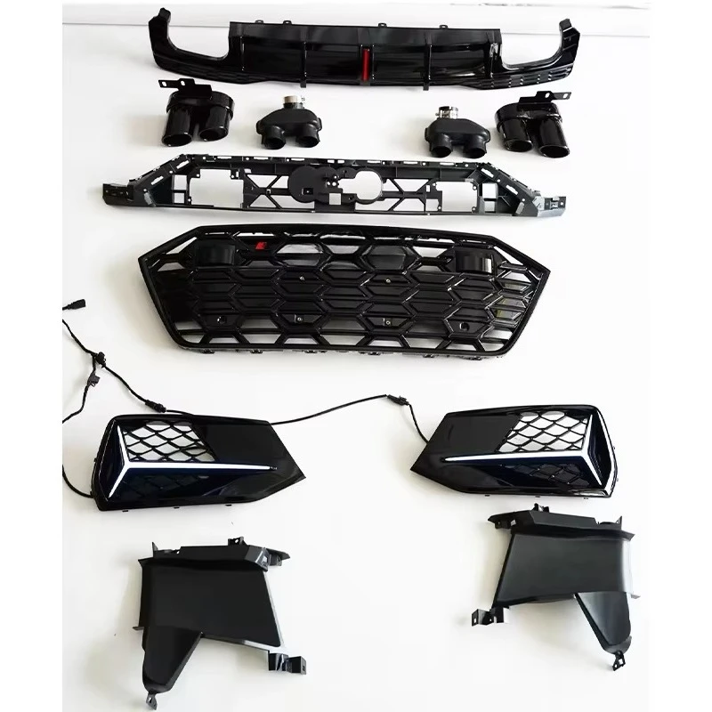 2019-2024 New Car Bumper Modification Kit with Grille Fog Lights Rear Lip Navigation Light Tailpipe for A7