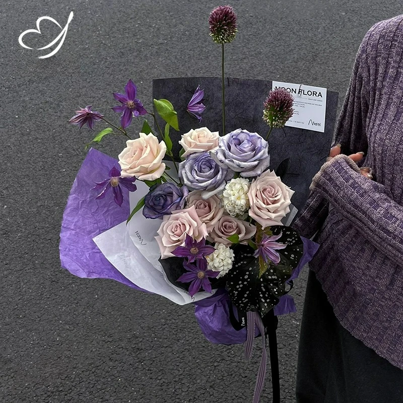 ورق يوكينا DIY لتغليف باقة ورق كريب مصنوع يدويًا مع نسيج متجعد مقاوم للماء ورق عذراء نقي مصنوع يدويًا بالكامل #6