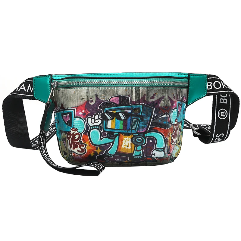 

Fashion Graffiti Waist Bag for Women Cartoon Belt Bag High Quality Fanny Pack Designer Female Purse Brand Crossbody Chest Bag