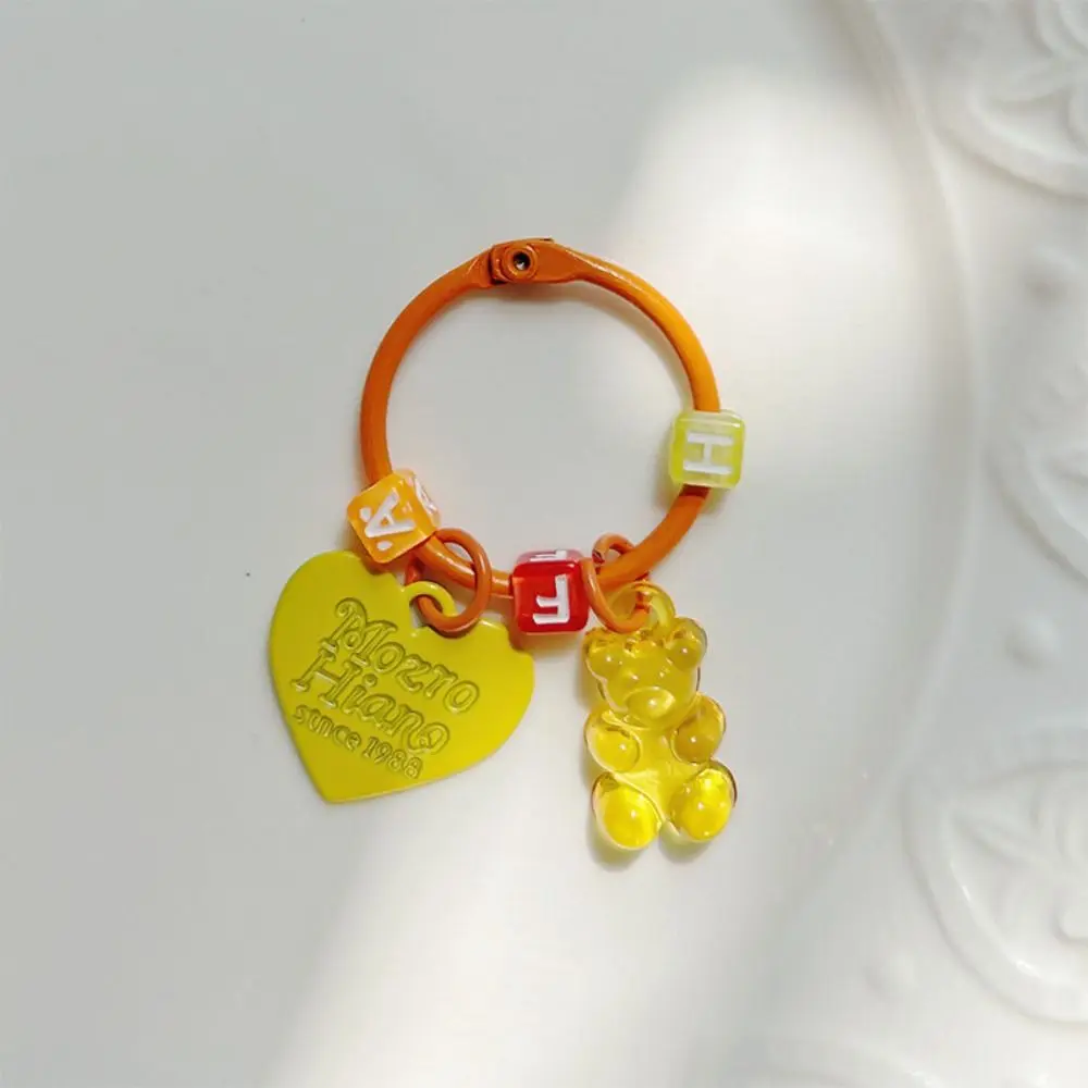 

Cartoon Bling Heart Bear Key Ring Transparent Letter Resin Gummy Bear Keychain Bag Decoration Candy Color Lovely Bag Pendant