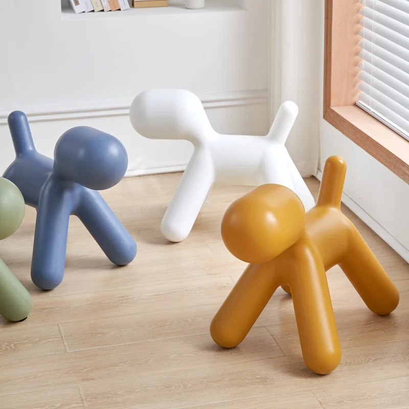 Silla nórdica de modelado de perros para niños, taburete pequeño sencillo para el hogar y la sala de estar, asiento de animales de ocio, taburete de dibujos animados para guardería, muebles