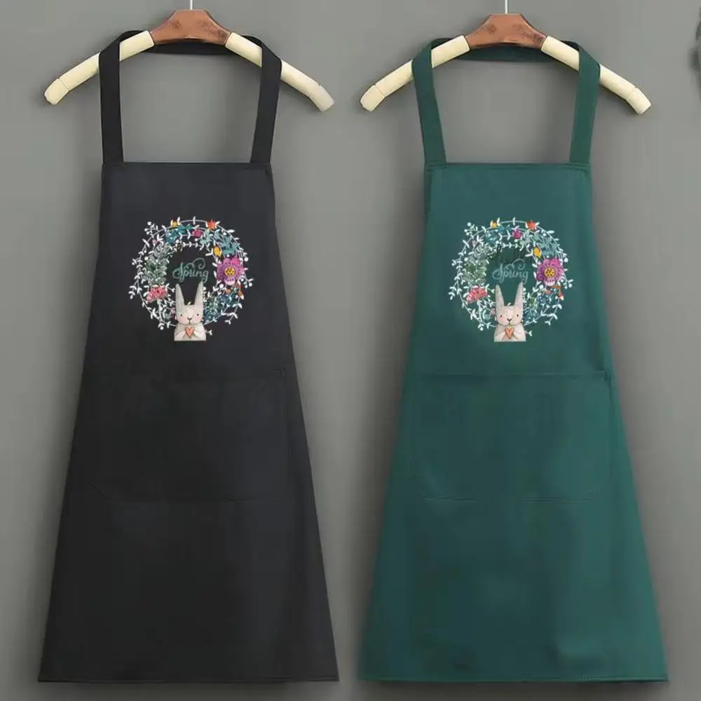 Apron Women\'S Kitchen Waterproof And Oil-Proof Household Can Wipe Hands Cute Fashion New Cooking Work  Kitchen Accessories