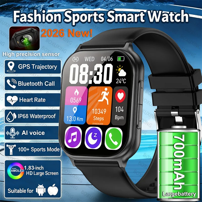 2026 New Men Watch 5 Bluetooth Call GPS Tracking Heart rate Blood oxygen IP68 Waterproof Sport Fitness Smart bracelet Unisex