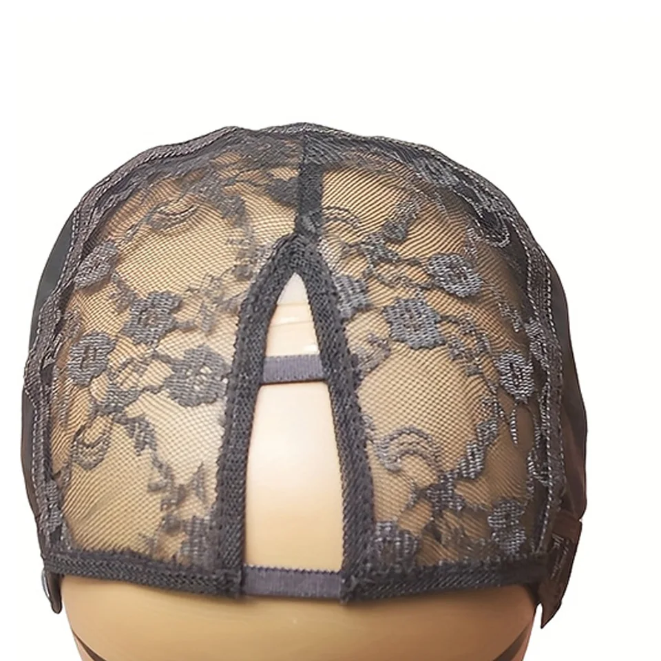 1 قطعة V جزء غطاء شعر مستعار النسيج غطاء شعر مستعار مع شريط مرن و 2 قطعة مشبك قابل للتعديل ، لصنع شعر مستعار وصلات شعر لحمة DIY بها بنفسك