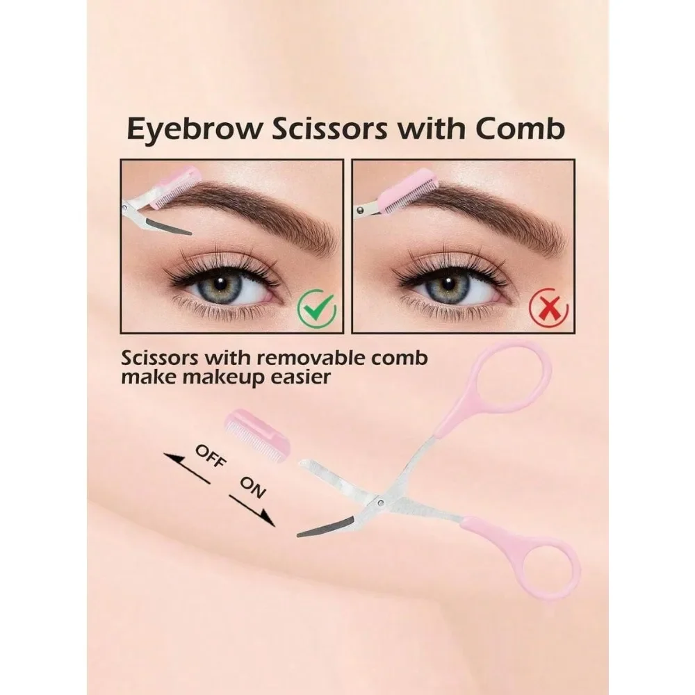 กรรไกรตัดขนคิ้วแบบมีหวี 1 ชิ้น สำหรับทุกเพศ - เครื่องมือตัดแต่งทรงอย่างแม่นยำสำหรับผู้ชายและผู้หญิง กำจัดขนบนใบหน้า อุปกรณ์เสริมความงามพร้อมเป็นของขวัญ