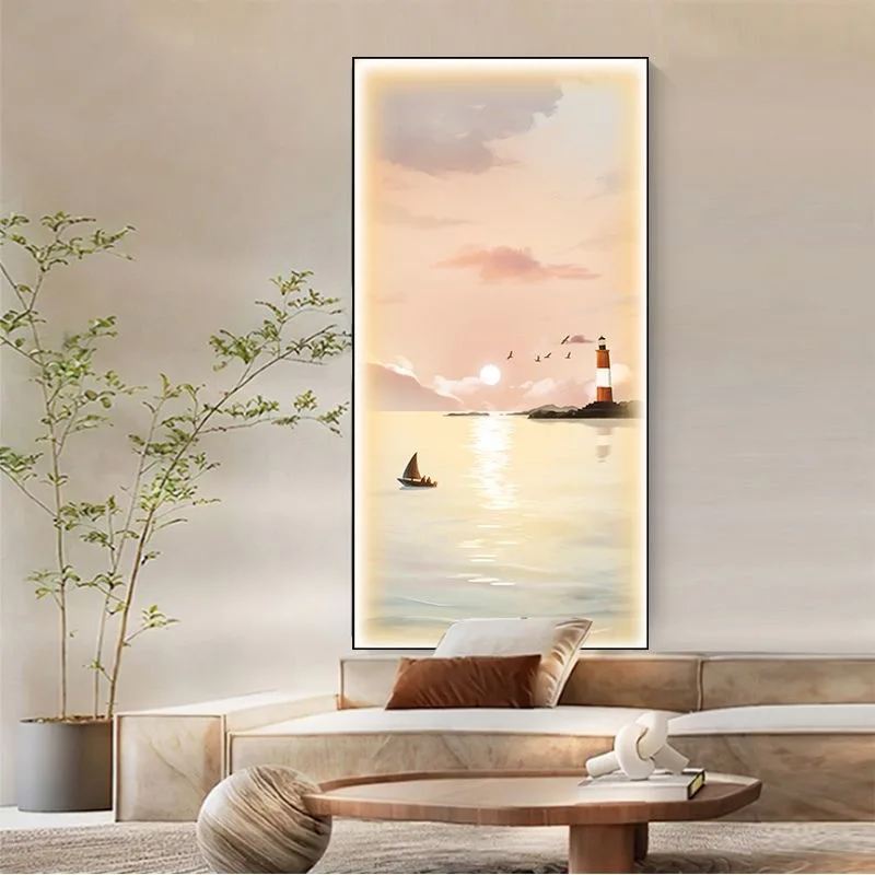 Nordic Entrance Hall Painting Wall Lamp Seaside Corridor Hanging Painting Modern Living Room Corridor Mural Light Room Decor